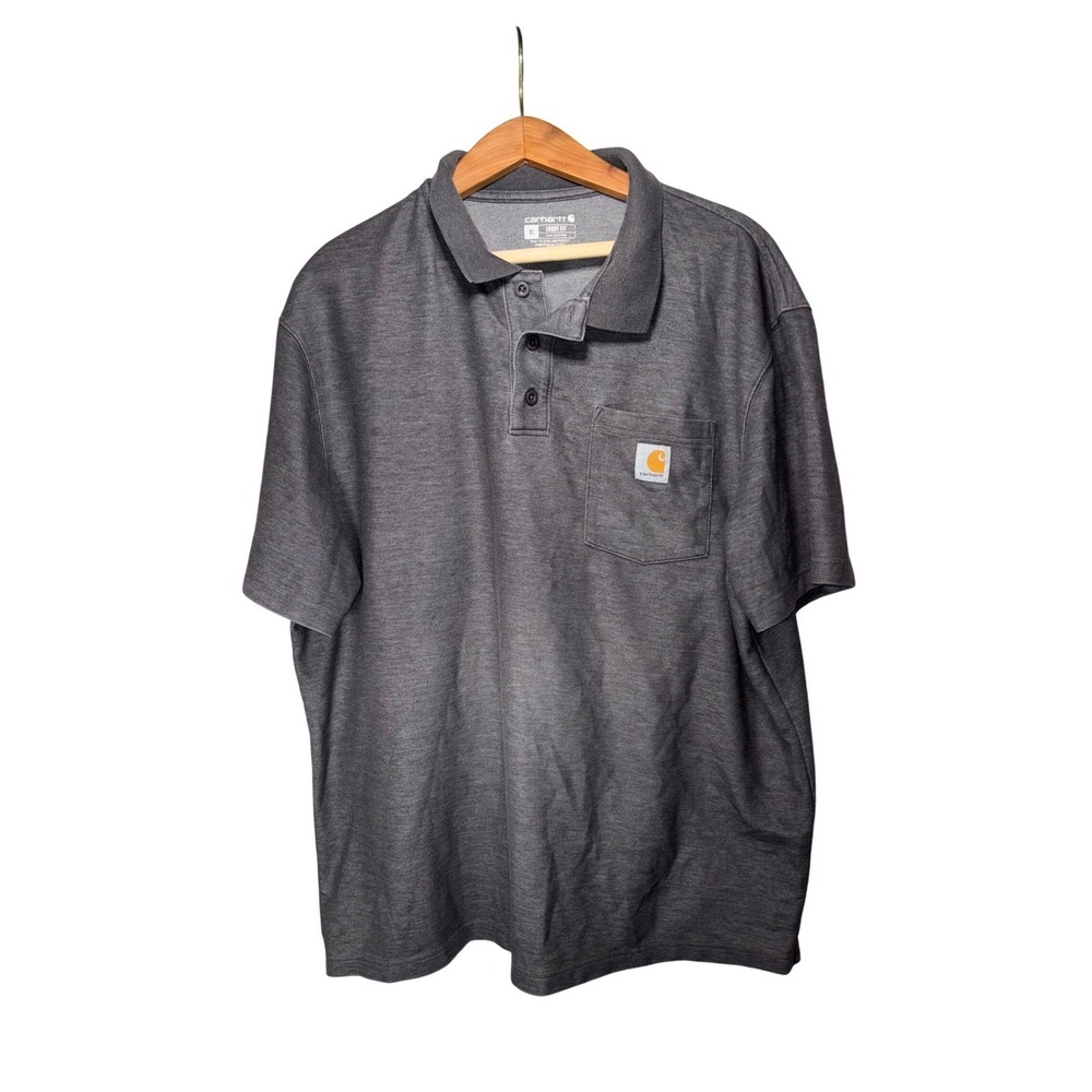 Carhartt Mens Gray Workwear Pocket Polo Shirt XL Short Sleeve Loose Fit
